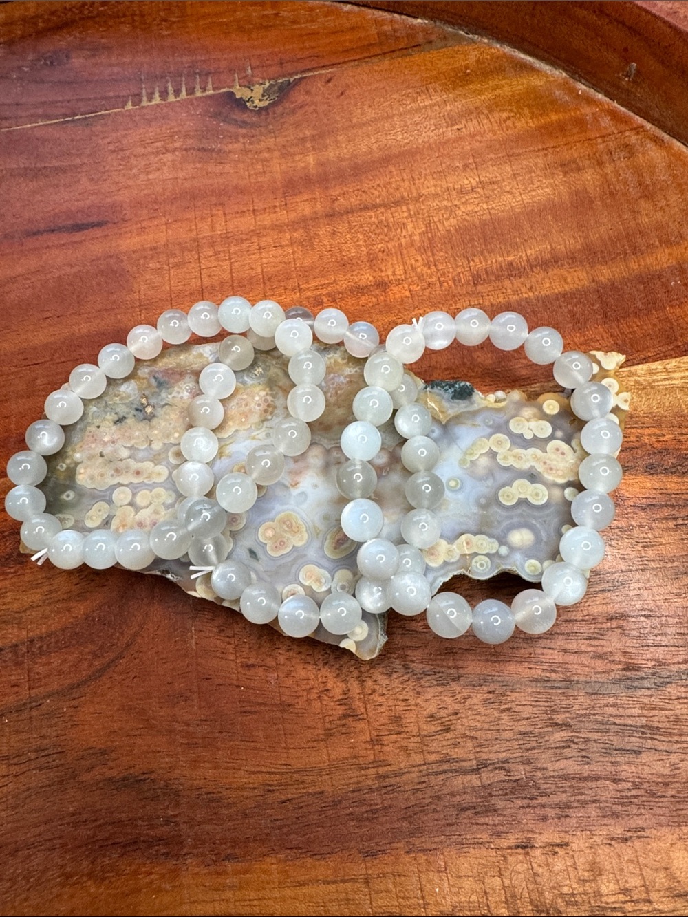 8mm Flashy Pale Grey Moonstone: LISTING IS FOR ONE BRACELET